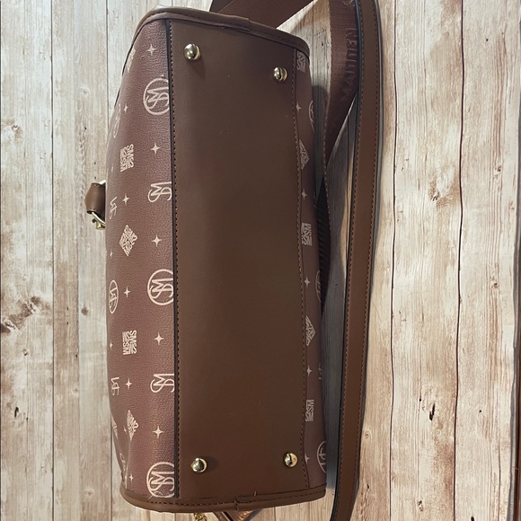 Steve Madden Brown Monogram Satchel - Picture 6 of 9